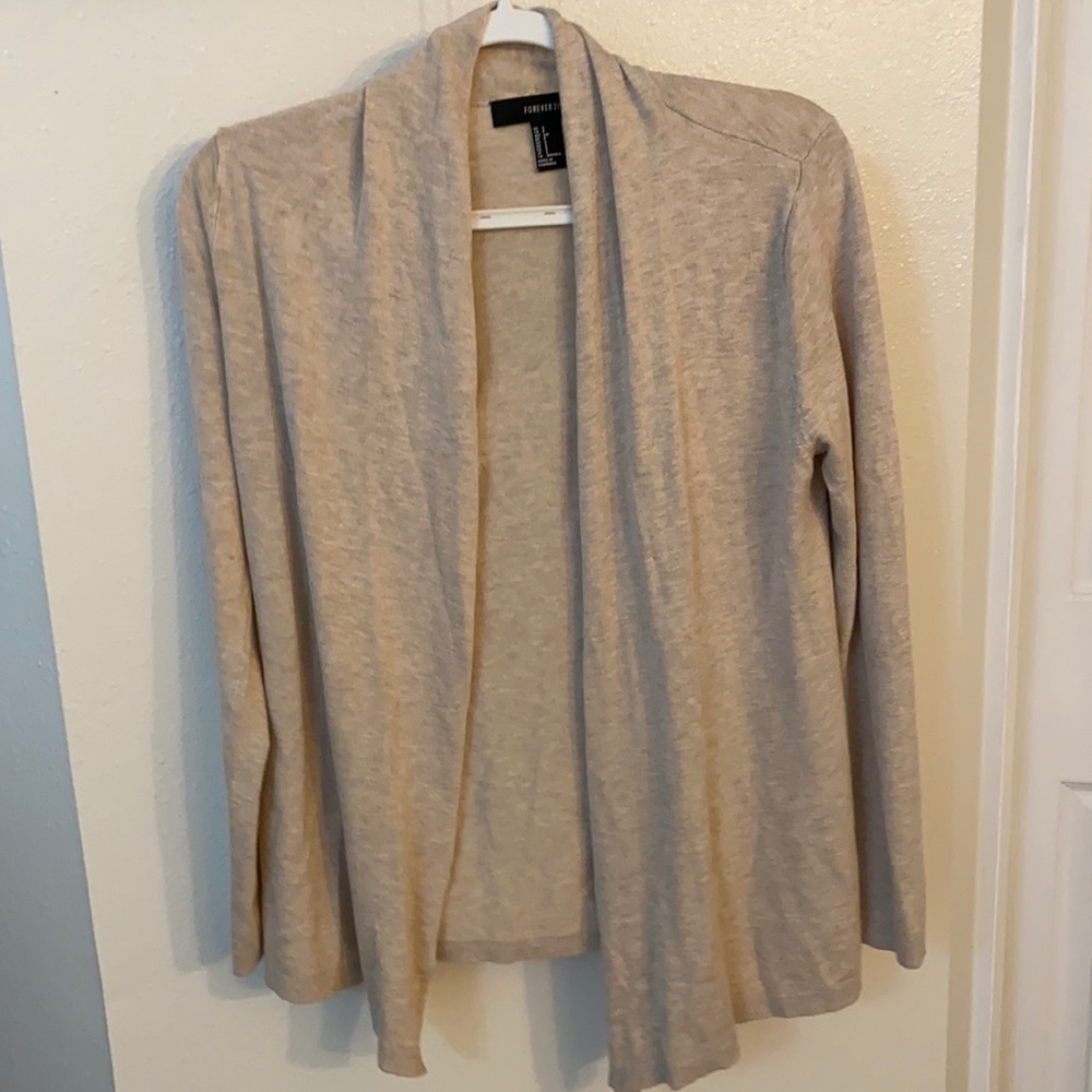 Forever21 draped open cardigan tan small